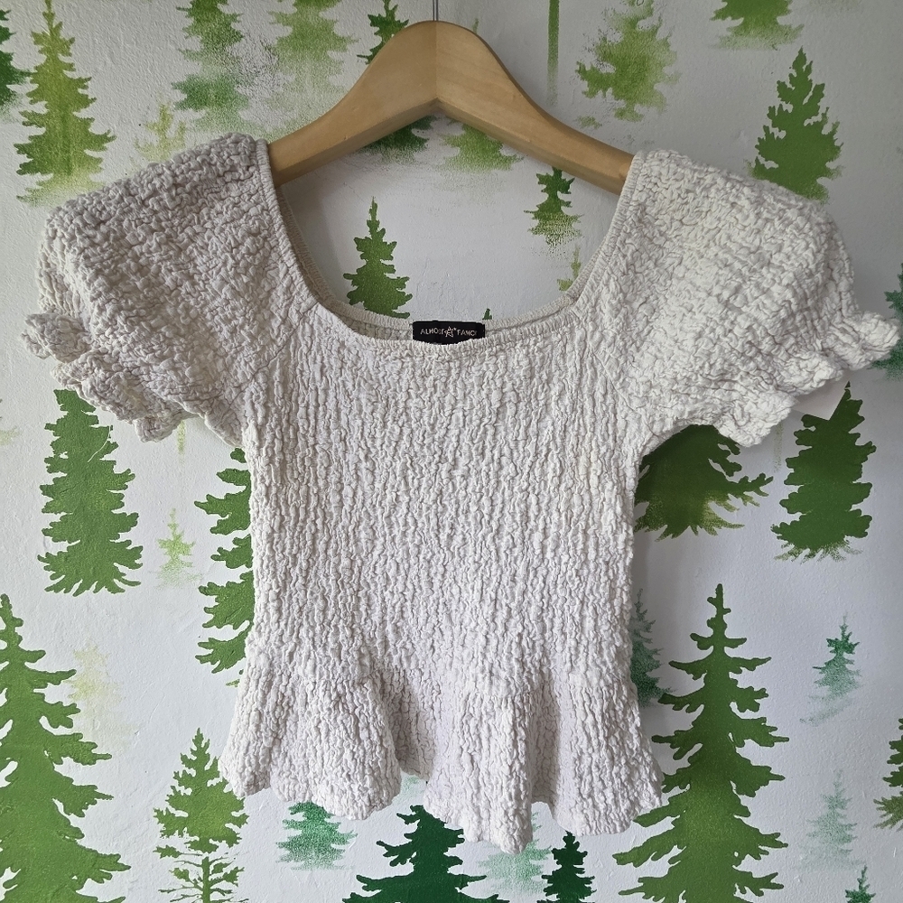 Almost Famous Cream Textured Top